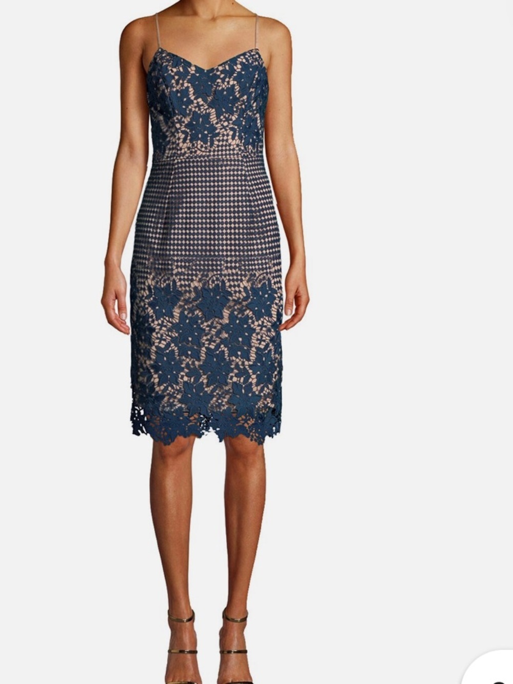 Dress the Population Dress Belle Floral Dot
Crochet Lace Peacock Blue cocktail